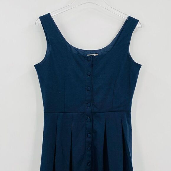 ASOS Size 6 Navy Blue Sleeveless Button Front Mini Dress Fit & Flare - Picture 2 of 8